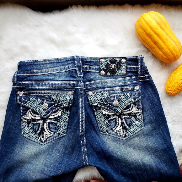 Miss Me Denim - Rare Miss Me Embellished Bling Skinny Jeans, 28